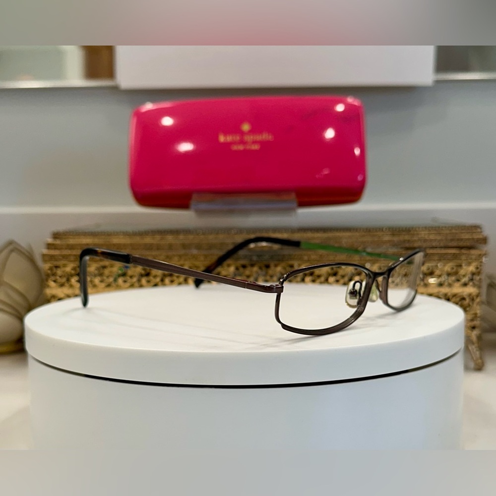 VTG kate spade ♠️ Rx Eyeglass Frames - Coppery/Green Metal, w ks Hard Case - EUC